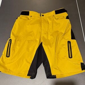 Mustard and Black Men's Shorts mountain bike shorts with padded removable insert